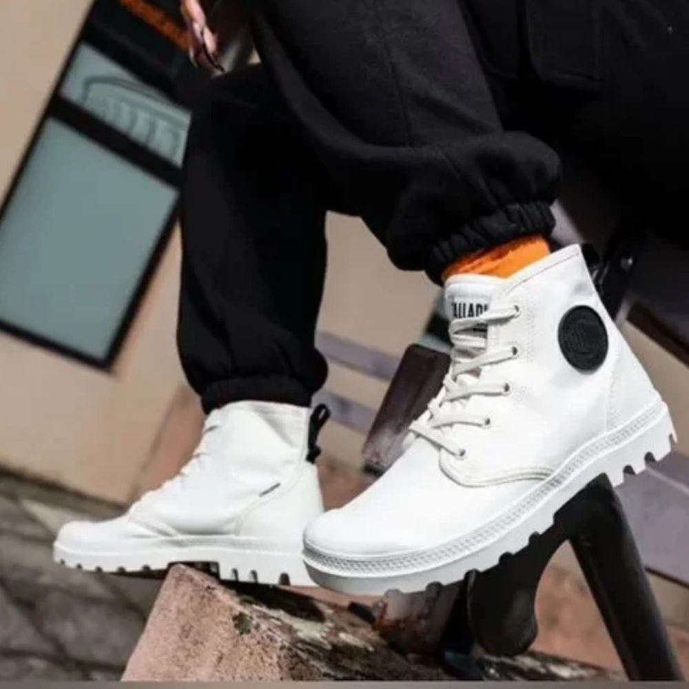 Palladium Pallabase Twill Sneakers White High-Top Size 8.5